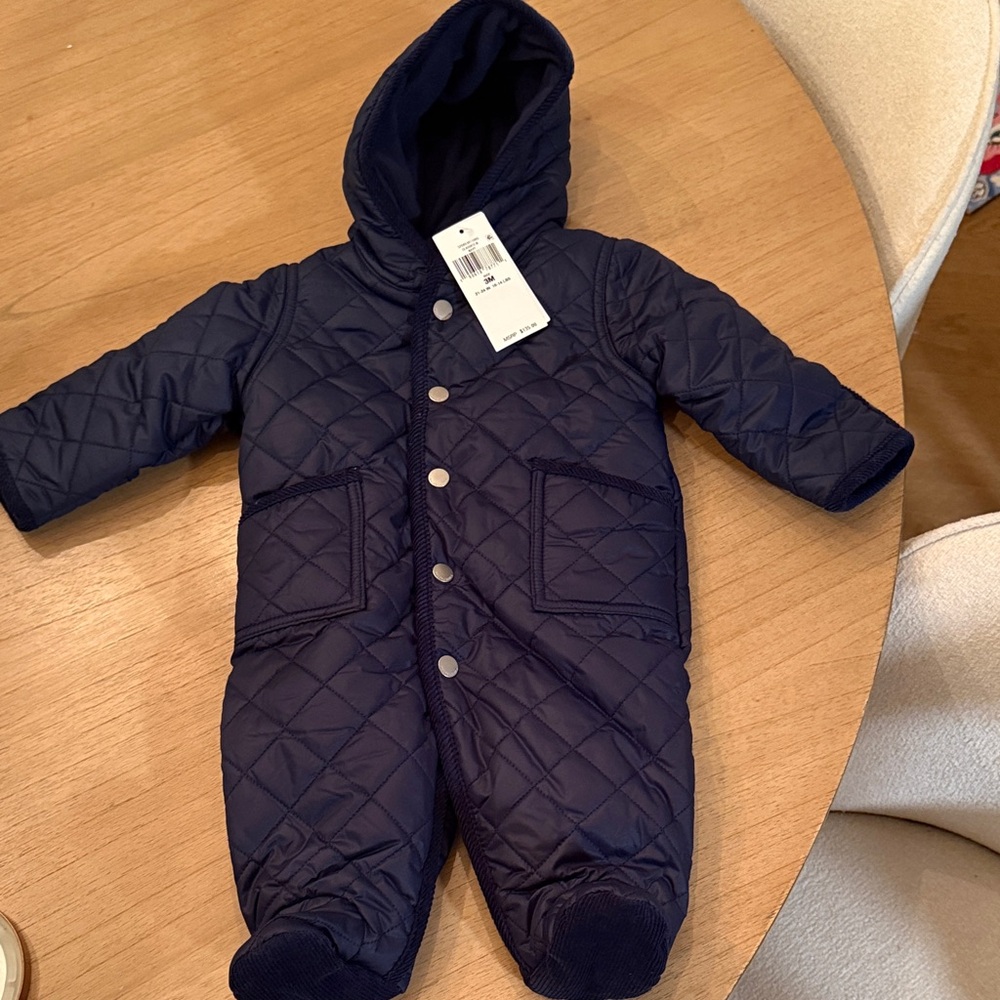 Ralph Lauren Quilted Navy Baby Footie